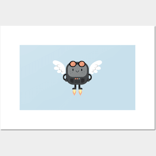 Cute flying robots Posters and Art